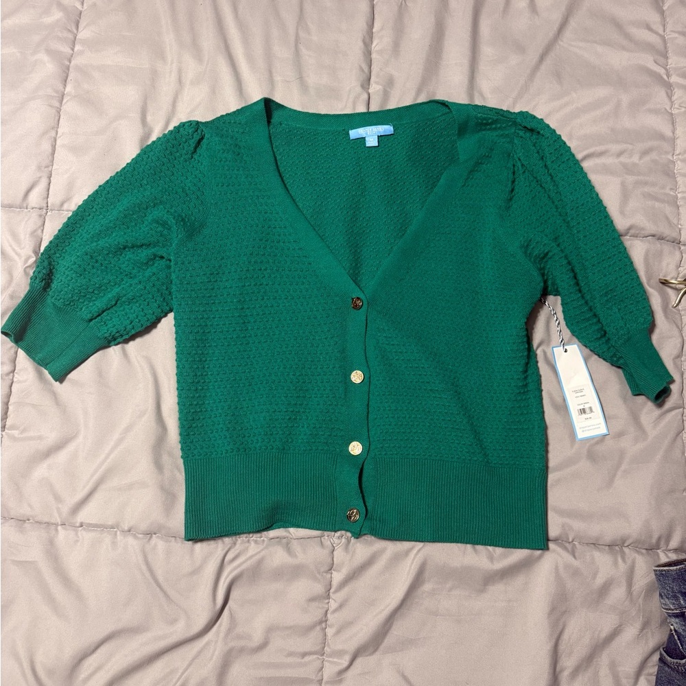 Green V-Neck Button-Up Sweater